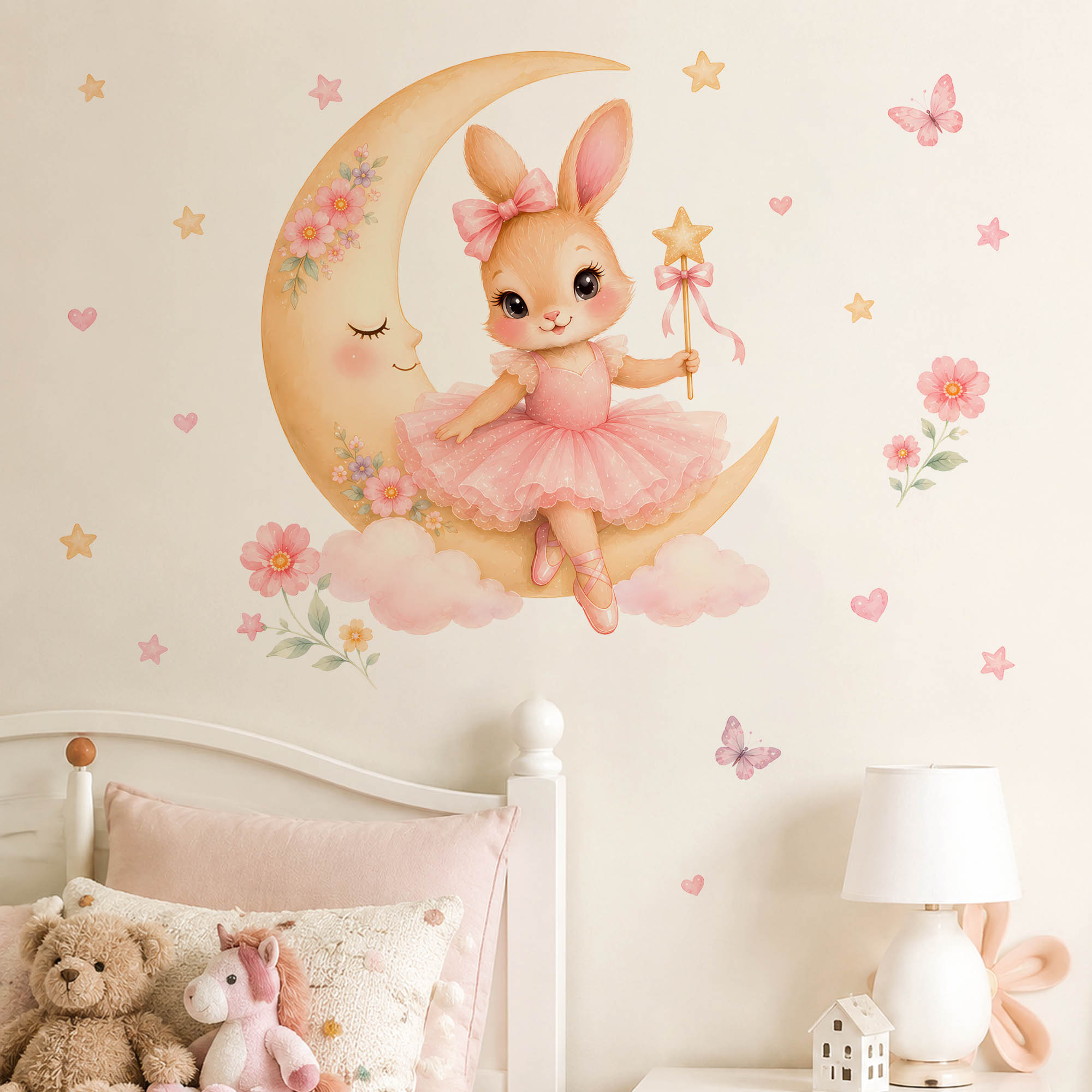 Baby Girl Nursery Quotes - Adesivos de Parede de Coelha Bailarina