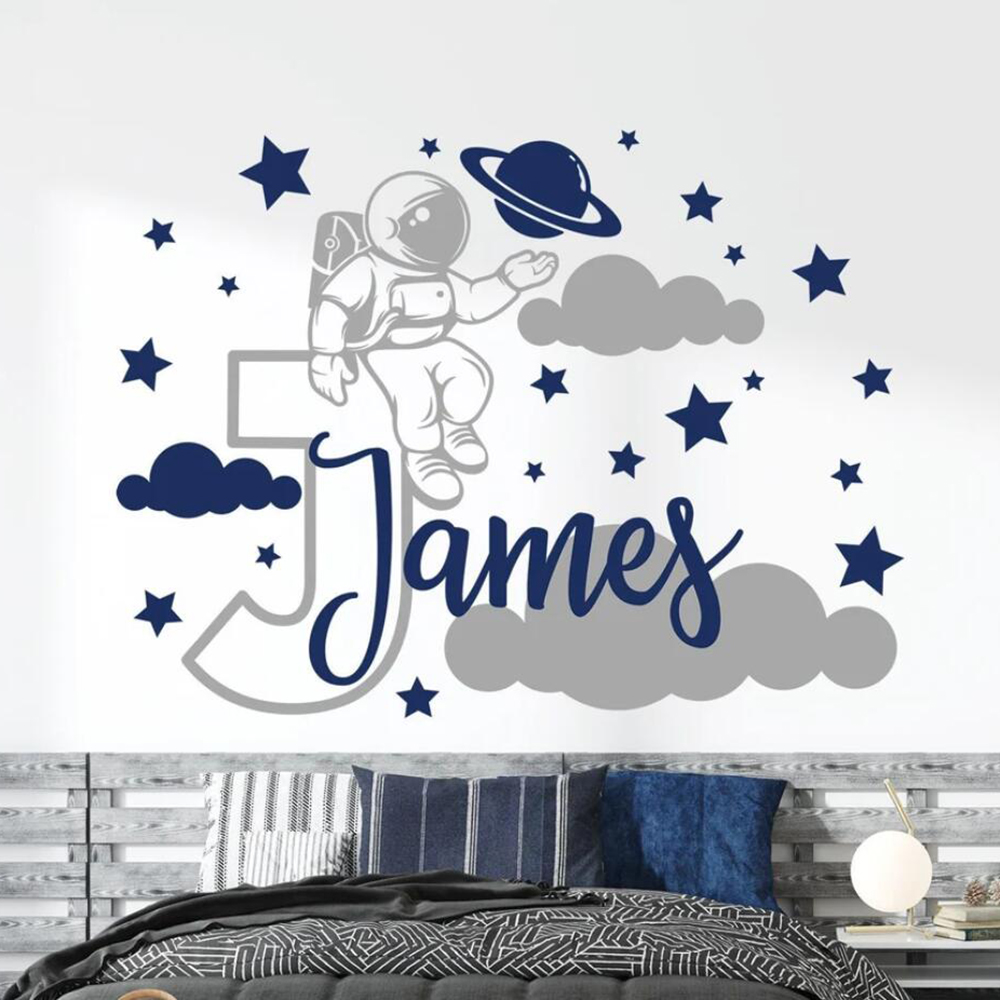 Baby Nursery Boy - Nome personalizado dos desenhos animados espaço
