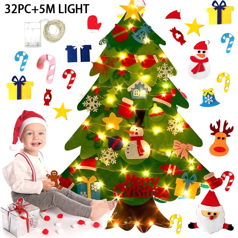 Diy sentiu árvore de natal par - Baby Nursery Wall Lights avaliação e preço