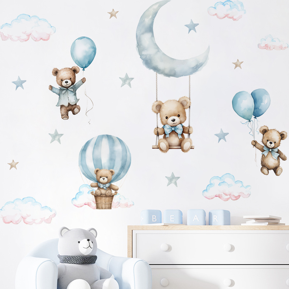 Aquarela urso balão de ar quen - Baby Nursery Boy avaliação e preço