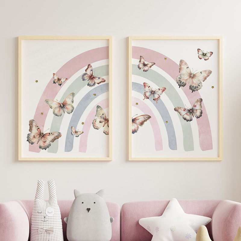 Rosa arco-íris borboleta nome  - Baby Nursery Decor Girl avaliação e preço